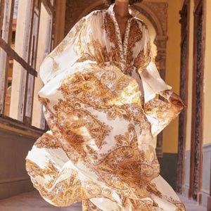 Multicolor Button Down Long Sleeve Long Maxi Gown